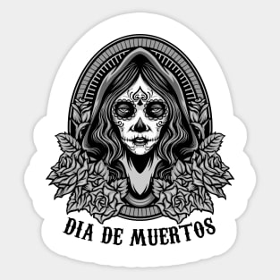 Dia de muertos - Catrina - Black and white design Sticker
